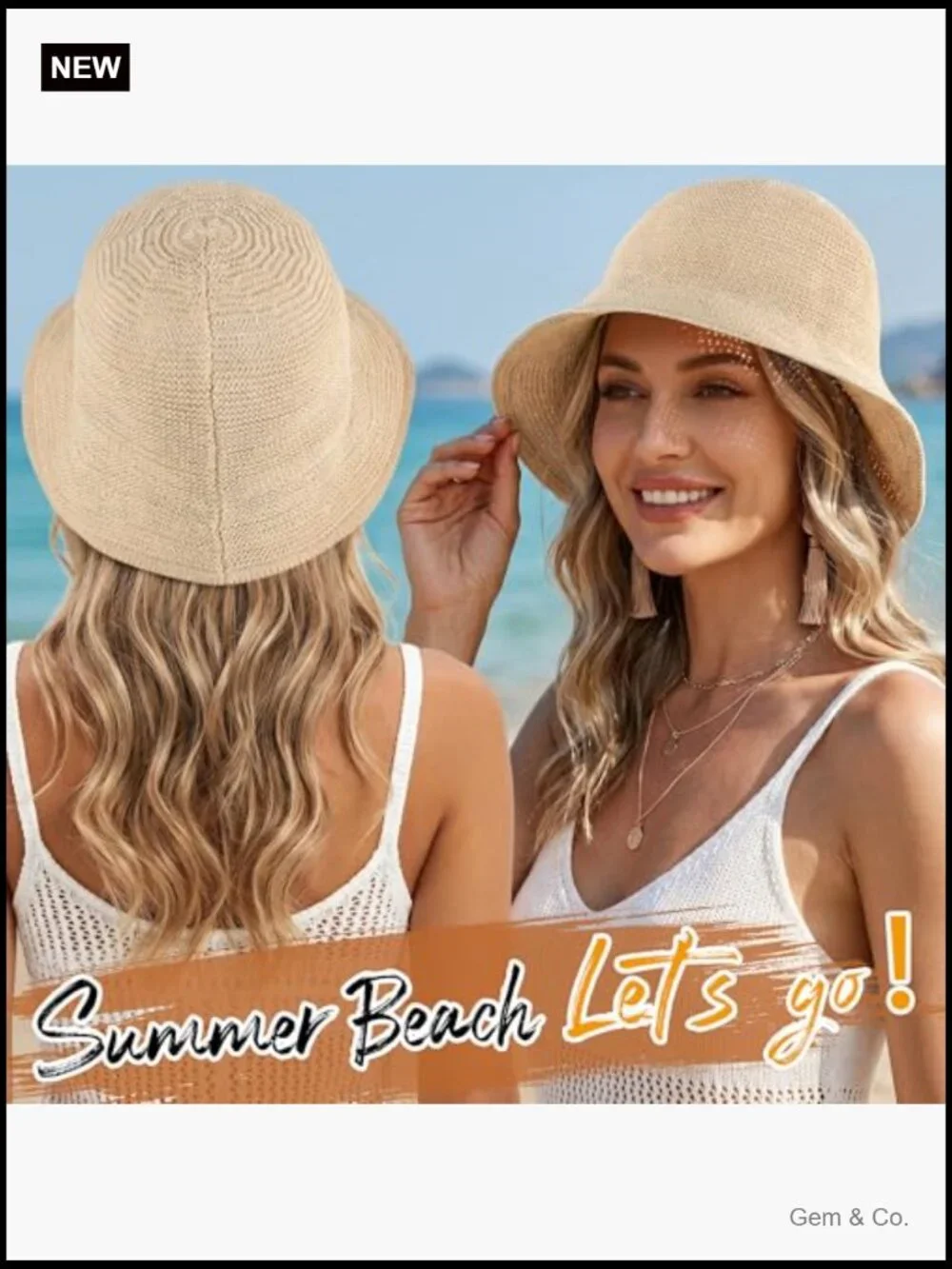 Woven Paper Straw Bucket Hat with UV Protection - Lightweight Foldable Sun Hat